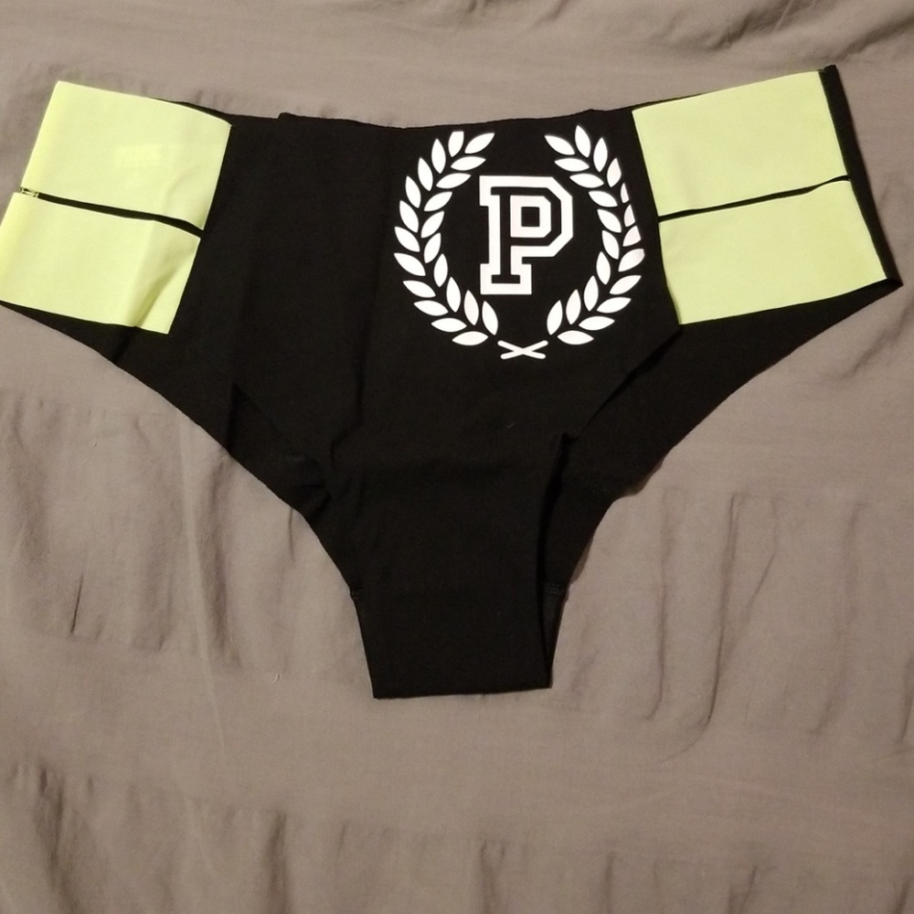 Pink Victoria Secret black and bring green panty